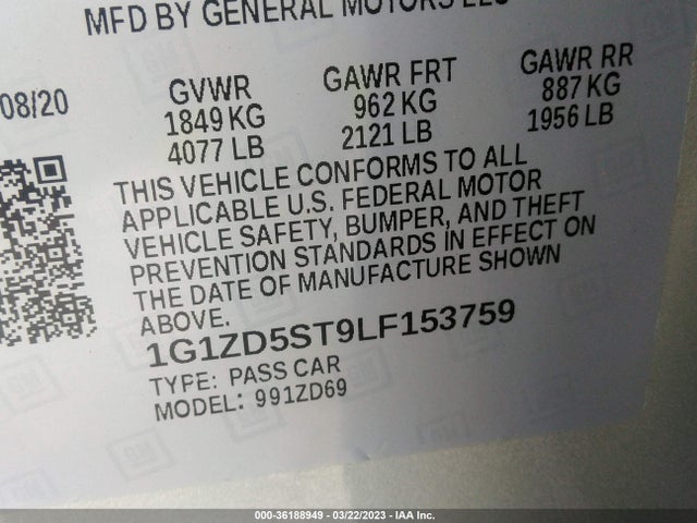 Chevrolet MALIBU LT 2020 1G1ZD5ST9LF153759 Image 11