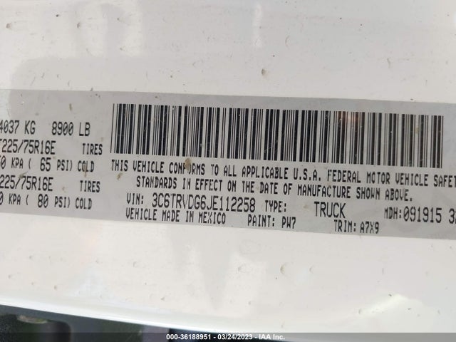 RAM Promaster Cargo Van 2018 3C6TRVDG6JE112258 Image 10