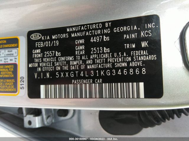 5XXGT4L31KG346868 KIA Optima Lx