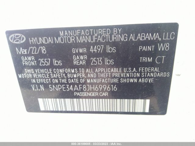 5NPE34AF8JH699616 Hyundai Sonata Sport+