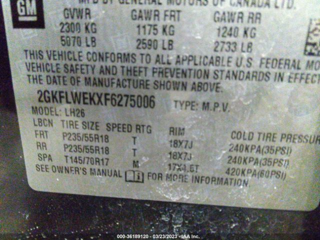2GKFLWEKXF6275006 GMC Terrain Sle