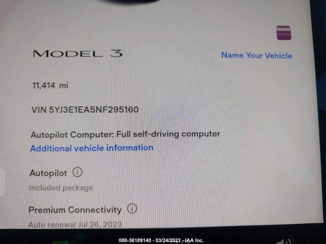 Tesla MODEL 3 2022 5YJ3E1EA5NF295160 Image 7