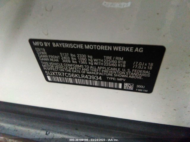 5UXTR7C56KLR43934 BMW X3 Sdrive30i
