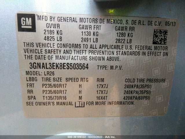 2014 Chevrolet Captiva Sport, VIN: 3GNAL3EK8ES503564