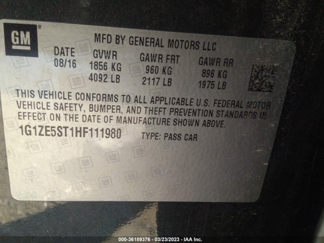 Chevrolet MALIBU LT 2017 1G1ZE5ST1HF111980 Image 9