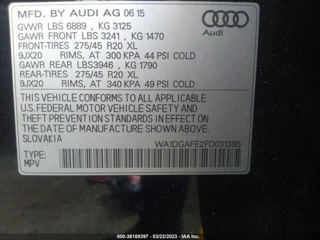 WA1DGAFE2FD031395 Audi Q7 3.0t S Line Prestige