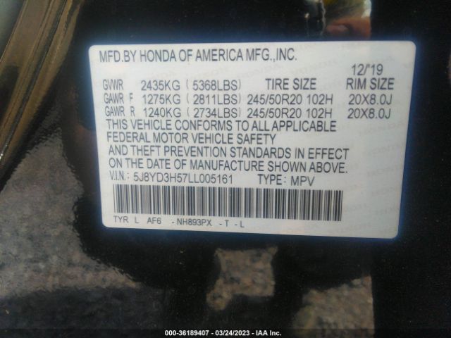 5J8YD3H57LL005161 Acura Mdx W/technology Pkg