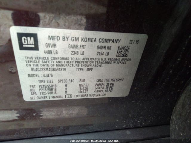 KL4CJ2SM4GB591819 Buick Encore Sport Touring