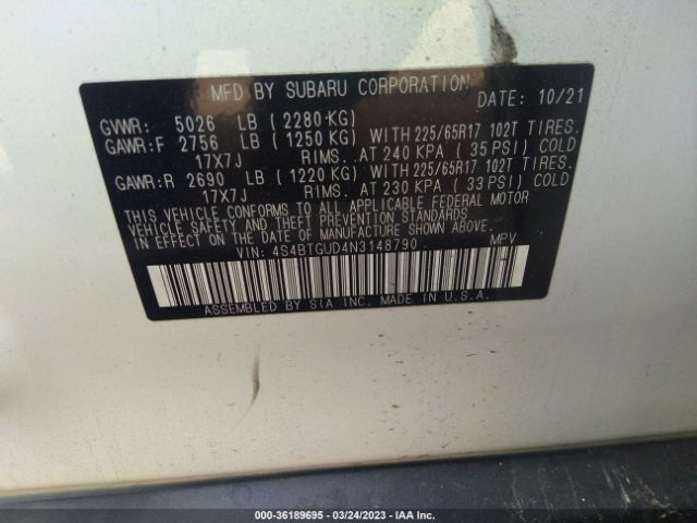 4S4BTGUD4N3148790 Subaru Outback Wilderness