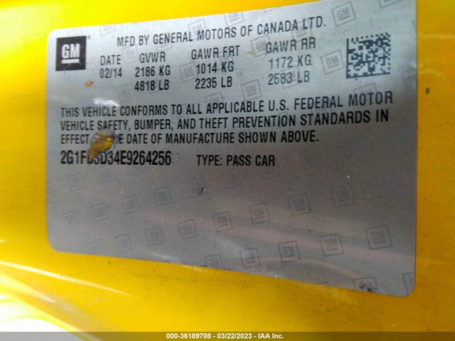 2014 CHEVROLET CAMARO LT VIN: 2G1FB3D34E9264256