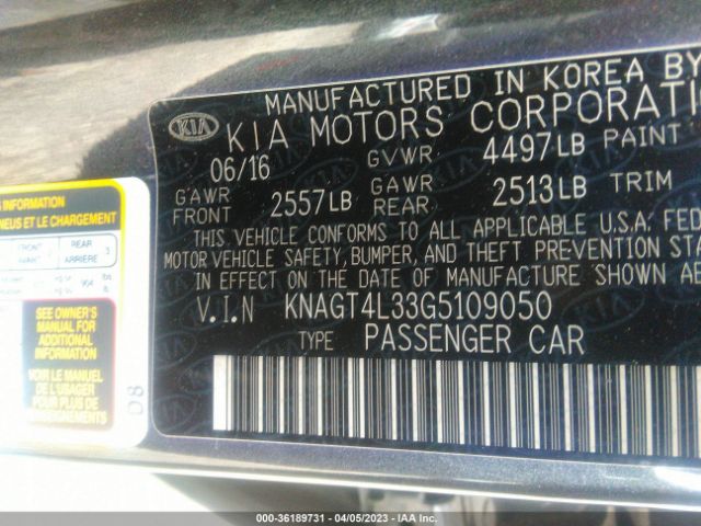 KNAGT4L33G5109050 KIA Optima Lx