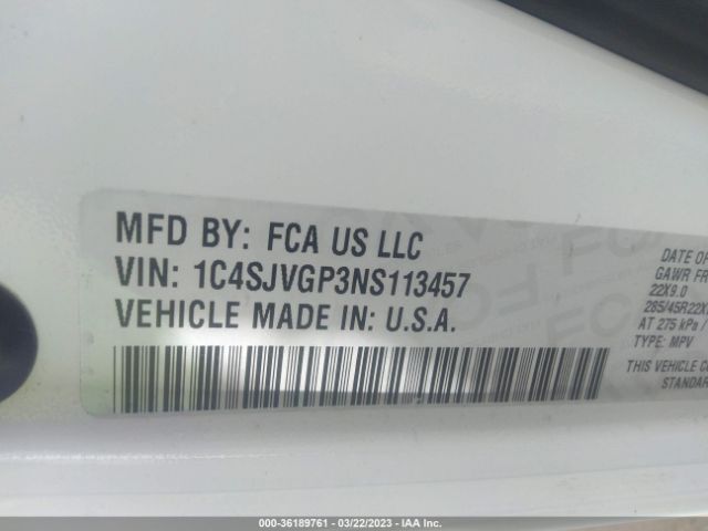 1C4SJVGP3NS113457 Jeep Grand Wagoneer Series Iii
