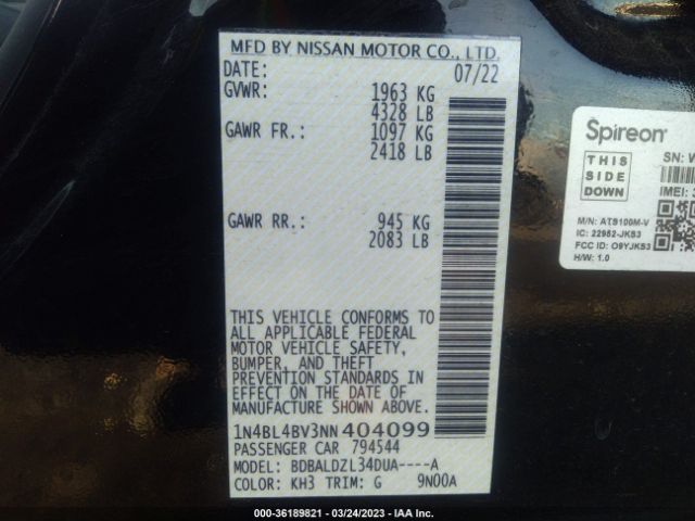 1N4BL4BV3NN404099 Nissan Altima 2.5 S