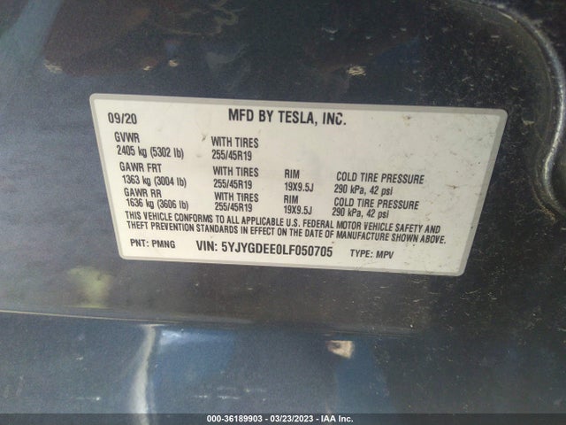 Tesla Model Y Long Range 2020 5YJYGDEE0LF050705 Image 10