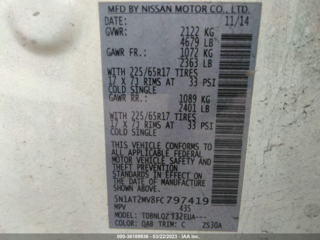 5N1AT2MV8FC797419 Nissan ROGUE SV