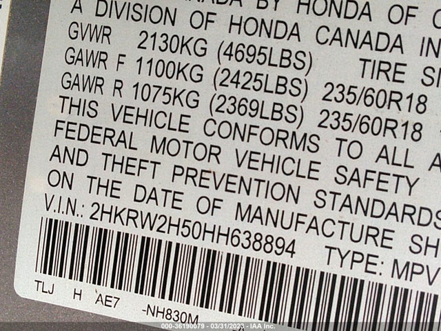 Honda CR-V EX 2017 2HKRW2H50HH638894 Image 9