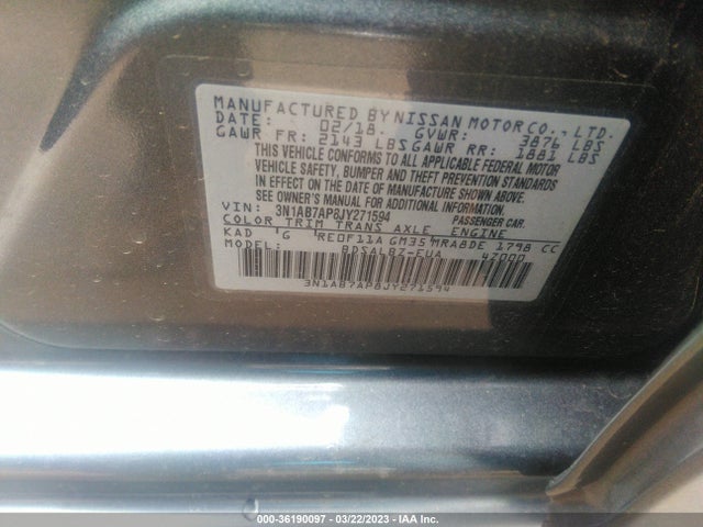 Nissan SENTRA S 2018 3N1AB7AP8JY271594 Image 9