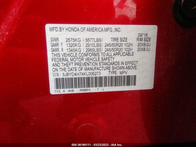 Acura Mdx W/technology 2019 5J8YD4H74KL006273 Image 9