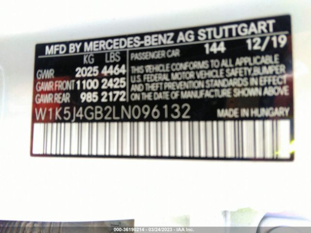 W1K5J4GB2LN096132 Mercedes-Benz Cla Cla 250