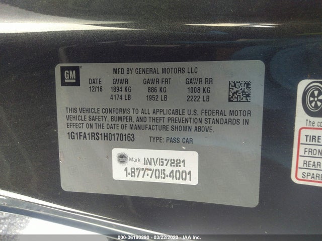 Chevrolet Camaro 1ls 2017 1G1FA1RS1H0170163 Image 10