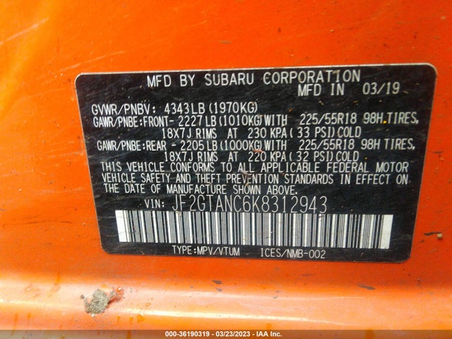 JF2GTANC6K8312943 Subaru Crosstrek Limited