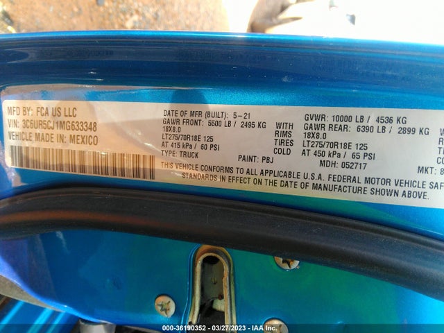 RAM 2500 Tradesman 2021 3C6UR5CJ1MG633348 Image 10