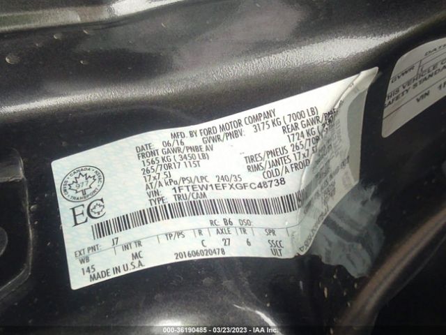 1FTEW1EFXGFC48738 Ford F-150 Xlt/xl/lariat/platinum