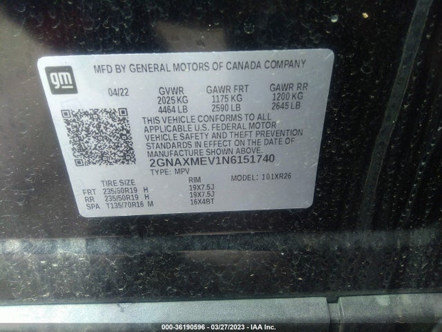 Chevrolet EQUINOX RS 2022 2GNAXMEV1N6151740 Image 9