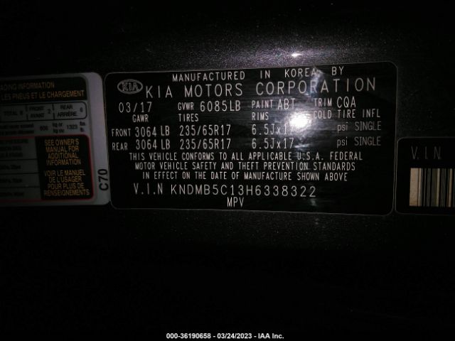KNDMB5C13H6338322 KIA SEDONA LX