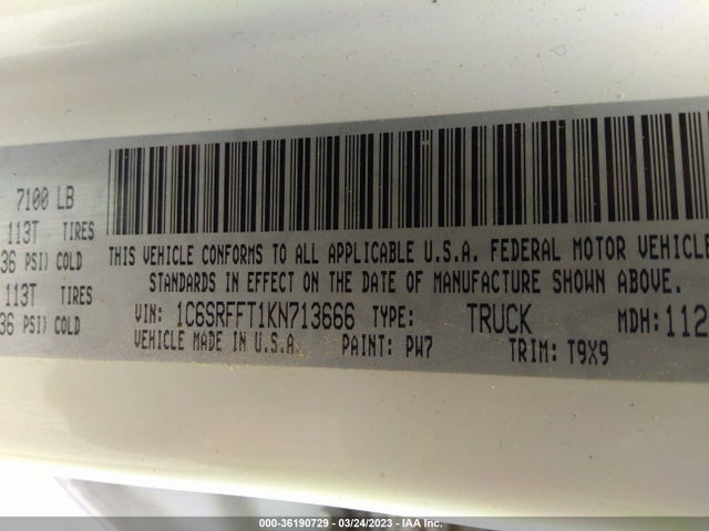 1C6SRFFT1KN713666 RAM 1500 Big Horn/lone Star