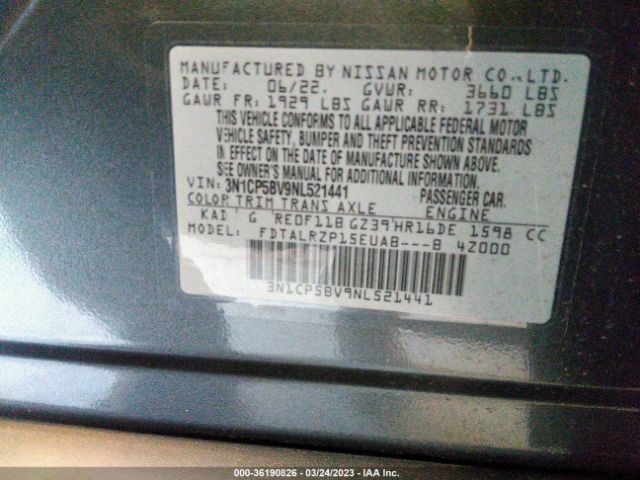 3N1CP5BV9NL521441 Nissan KICKS S