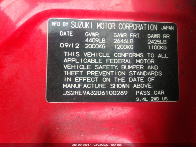 Suzuki Kizashi 2013 JS2RE9A32D6100289 Image 9