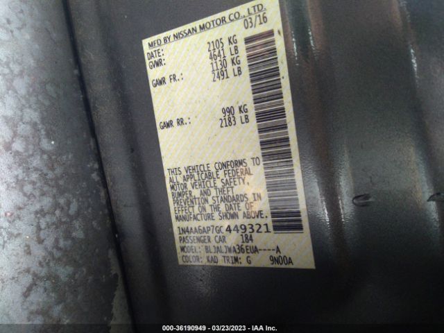 1N4AA6AP7GC449321 Nissan Maxima 3.5 Sv