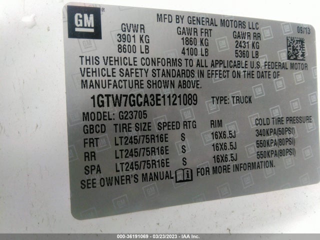 2014 GMC Savana, VIN: 1GTW7GCA3E1121089