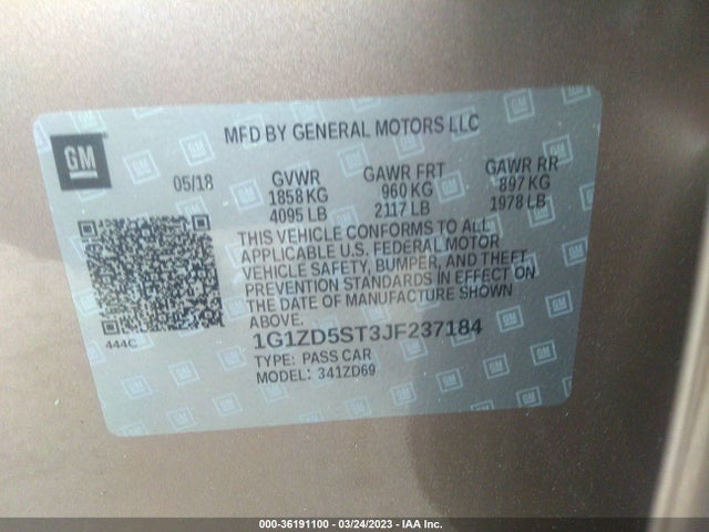 Chevrolet MALIBU LT 2018 1G1ZD5ST3JF237184 Image 9