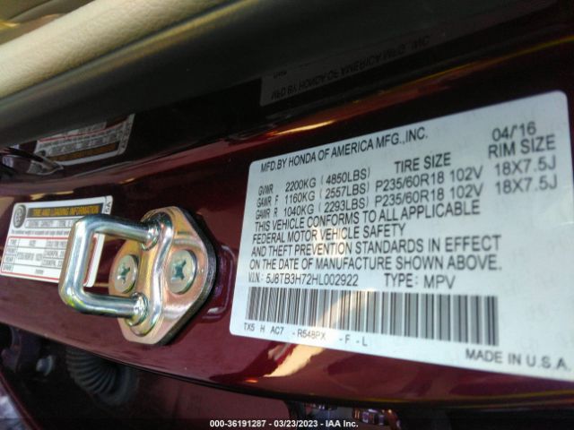5J8TB3H72HL002922 Acura Rdx W/advance Pkg