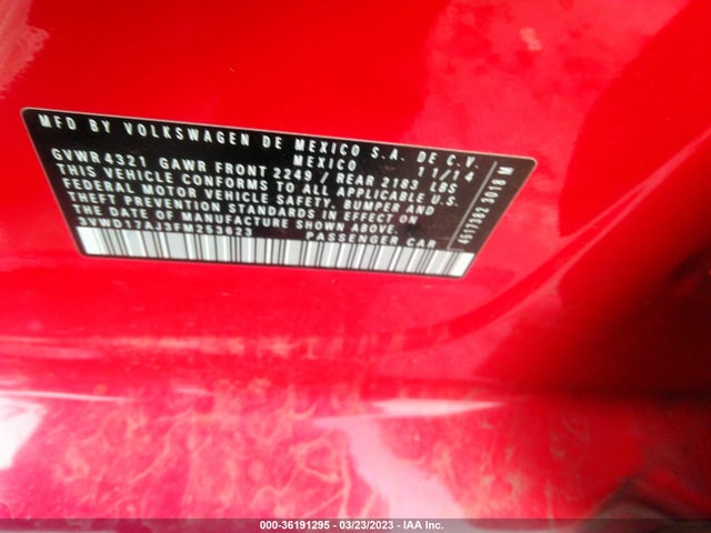 3VWD17AJ3FM253623 Volkswagen Jetta Sedan 1.8t Se W/connectivity
