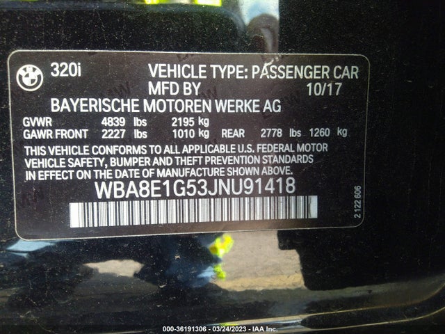 WBA8E1G53JNU91418 BMW 3 Series 320i