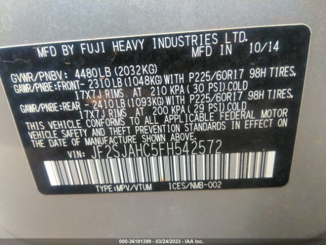 JF2SJAHC5FH542572 Subaru Forester 2.5i Limited
