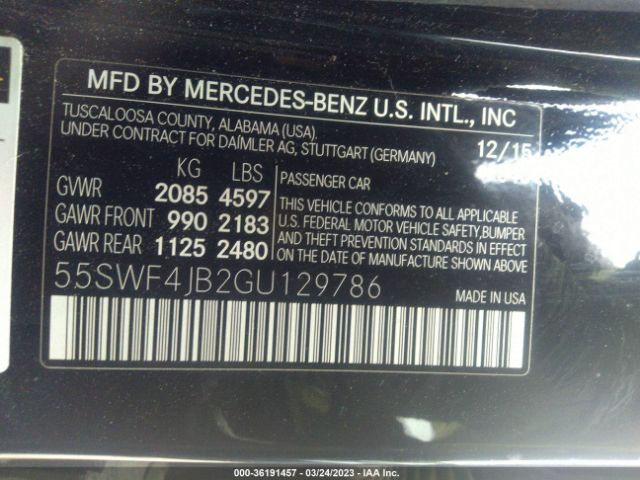 55SWF4JB2GU129786 Mercedes-Benz C-class C 300
