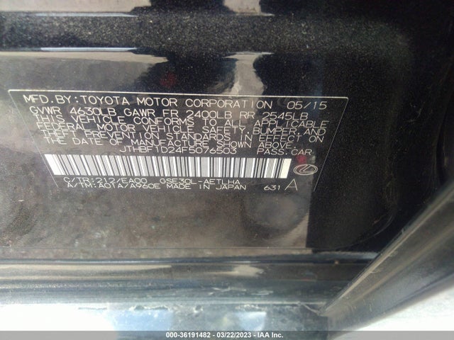 Lexus IS 250 2015 JTHBF1D24F5076503 Image 10