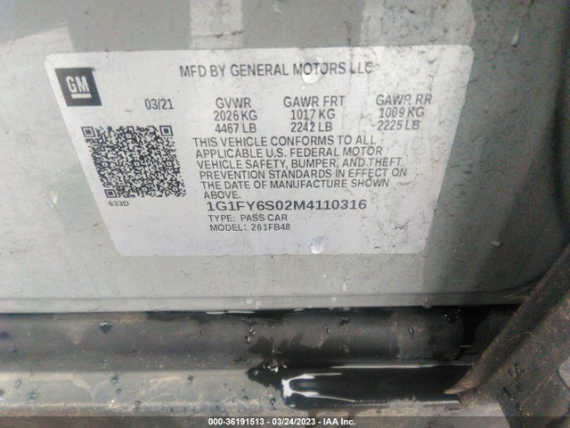 Chevrolet BOLT EV LT 2021 1G1FY6S02M4110316 Image 10