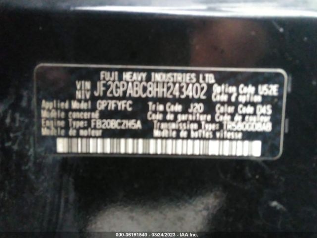 JF2GPABC8HH243402 Subaru Crosstrek Premium