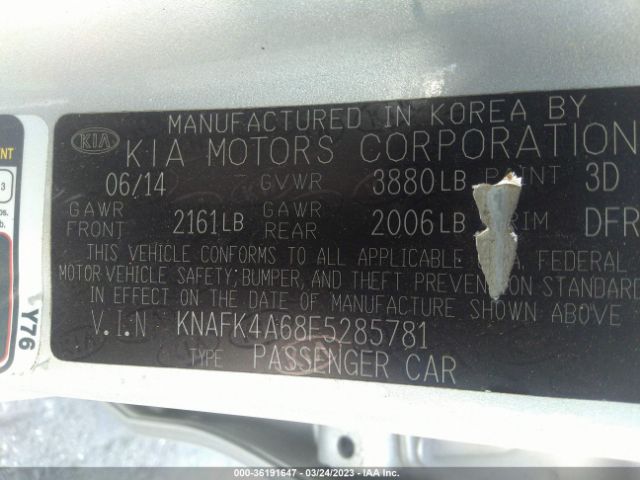 KNAFK4A68F5285781 KIA FORTE LX