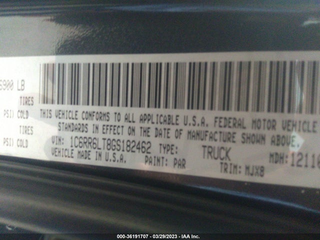 2016 RAM 1500 LONE STAR VIN: 1C6RR6LT8GS182462