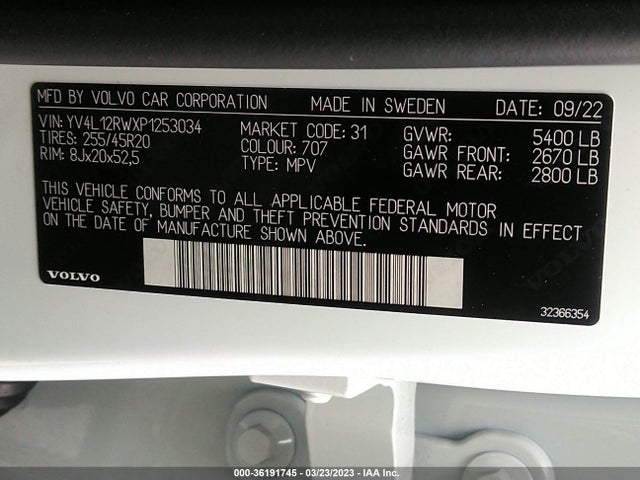 2023 Volvo XC60, VIN: YV4L12RWXP1253034