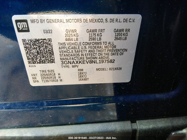 Chevrolet EQUINOX LT 2022 3GNAXKEV8NL197582 Image 10
