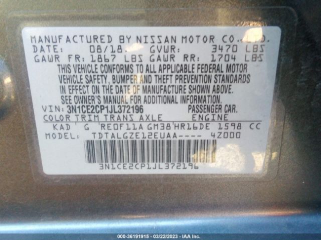 3N1CE2CP1JL372196 Nissan Versa Note Sr