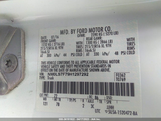 Ford Transit Connect Van Xlt 2017 NM0LS7F79H1297292 Image 10