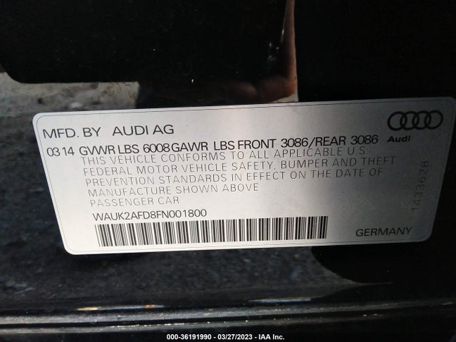 2015 Audi S8, VIN: WAUK2AFD8FN001800